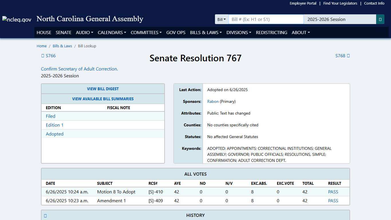 Senate Resolution 767 (2025-2026 Session) - North Carolina General Assembly